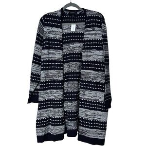 Lane Bryant Long Cardigan Duster Sweater Navy Blue Gray NWT Size Women’s 18-20